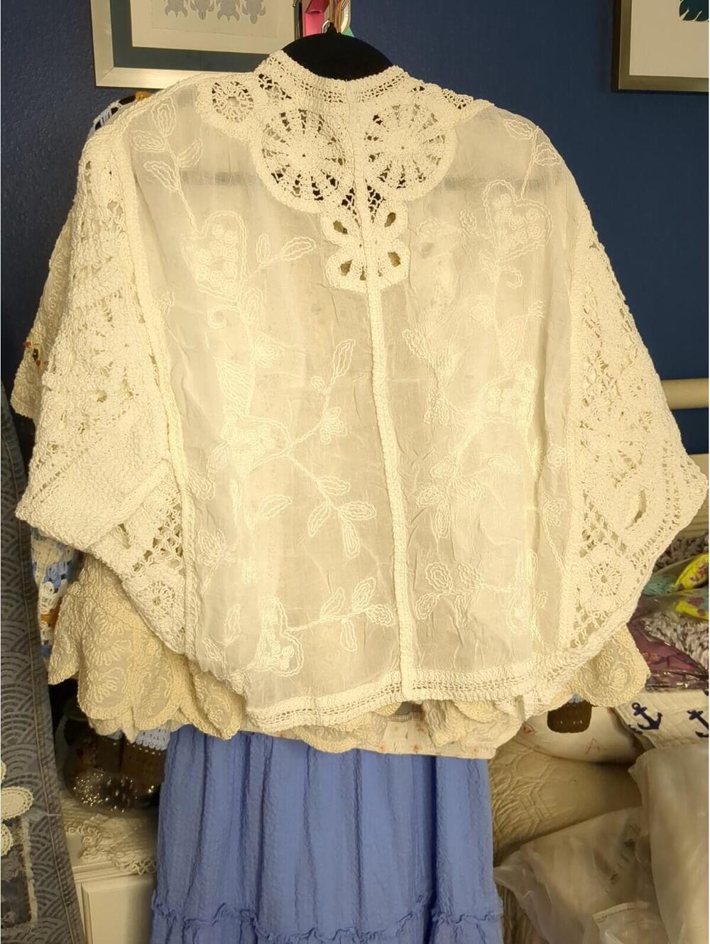 POL Open Front Crochet Heart Button Front Pattern Crochet Cardigan - Picture 7 of 7